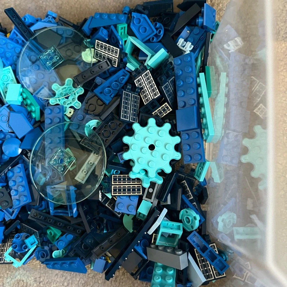 LEGO Small  Accessories , Spare Parts And Small Brick Pieces. Mix Blues 1lbs